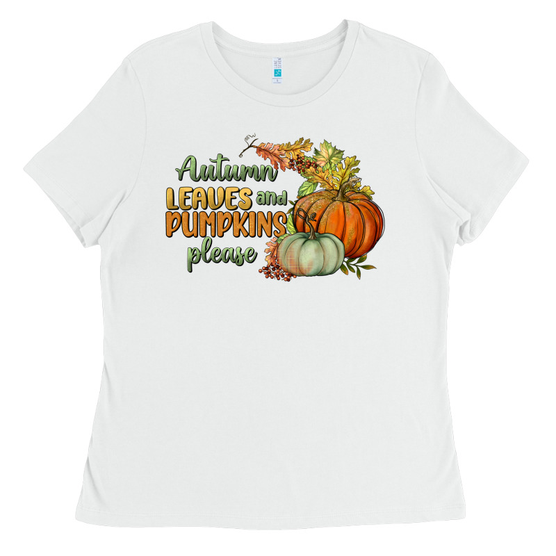 Autumn Leaves And Pumpkins Please Ladies Tee by BundleAndBundleShop | Teevron
