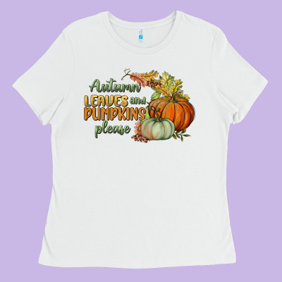 Autumn Leaves And Pumpkins Please Ladies Tee Designed By Bundleandbundleshop