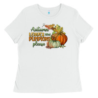 White autumn leaves and pumpkins please Ladies Tee - BundleAndBundleShop
