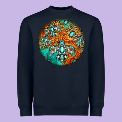 Western Pattern Circle Heavyweight Sweatshirt Designed By Jasminsmagicworld