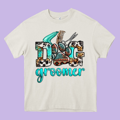 Western Dog Groomer Heavy Core Tee Designed By Oliviacreatesart