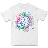 White bon voyage travel stamp t shirt Premium Tee - linhVisuals
