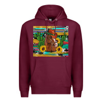 Burgundy western horse cowboy hat cactus sunflowers glitter cowhide serape turq Premium Hoodie - Artiststas
