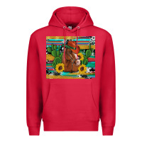 Cardinal western horse cowboy hat cactus sunflowers glitter cowhide serape turq Premium Hoodie - Artiststas