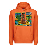 Carrot western horse cowboy hat cactus sunflowers glitter cowhide serape turq Premium Hoodie - Artiststas