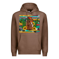 Chestnut western horse cowboy hat cactus sunflowers glitter cowhide serape turq Premium Hoodie - Artiststas