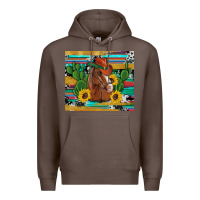 Coffee western horse cowboy hat cactus sunflowers glitter cowhide serape turq Premium Hoodie - Artiststas