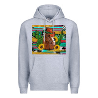 Heather Grey western horse cowboy hat cactus sunflowers glitter cowhide serape turq Premium Hoodie - Artiststas