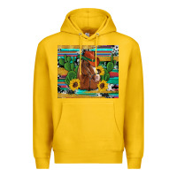 Lemon western horse cowboy hat cactus sunflowers glitter cowhide serape turq Premium Hoodie - Artiststas