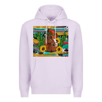 Lilac western horse cowboy hat cactus sunflowers glitter cowhide serape turq Premium Hoodie - Artiststas