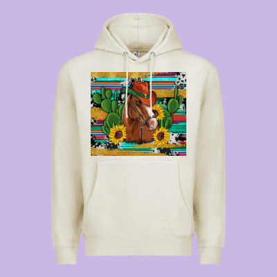 Western Horse Cowboy Hat Cactus Sunflowers Glitter Cowhide Serape Turq Premium Hoodie Designed By Artiststas