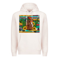 Pale Pink western horse cowboy hat cactus sunflowers glitter cowhide serape turq Premium Hoodie - Artiststas