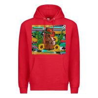 Red western horse cowboy hat cactus sunflowers glitter cowhide serape turq Premium Hoodie - Artiststas