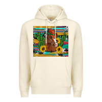 Sandshell western horse cowboy hat cactus sunflowers glitter cowhide serape turq Premium Hoodie - Artiststas