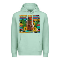 Seafoam western horse cowboy hat cactus sunflowers glitter cowhide serape turq Premium Hoodie - Artiststas