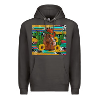 Smoke western horse cowboy hat cactus sunflowers glitter cowhide serape turq Premium Hoodie - Artiststas
