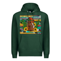 Sports Green western horse cowboy hat cactus sunflowers glitter cowhide serape turq Premium Hoodie - Artiststas