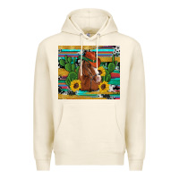 Tofu western horse cowboy hat cactus sunflowers glitter cowhide serape turq Premium Hoodie - Artiststas