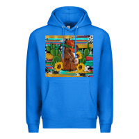 True Royal western horse cowboy hat cactus sunflowers glitter cowhide serape turq Premium Hoodie - Artiststas