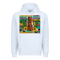 White western horse cowboy hat cactus sunflowers glitter cowhide serape turq Premium Hoodie - Artiststas