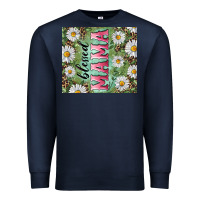 Navy Blessed mama with daisy and leopard Premium Sweatshirt - RanaPortraitStore