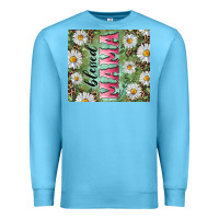 Ocean Blue Blessed mama with daisy and leopard Premium Sweatshirt - RanaPortraitStore