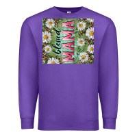 Purple Blessed mama with daisy and leopard Premium Sweatshirt - RanaPortraitStore