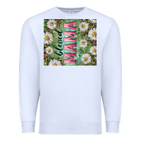 White Blessed mama with daisy and leopard Premium Sweatshirt - RanaPortraitStore