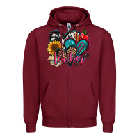 Burgundy teacher hearts Zipper Hoodie - Jasminsmagicworld