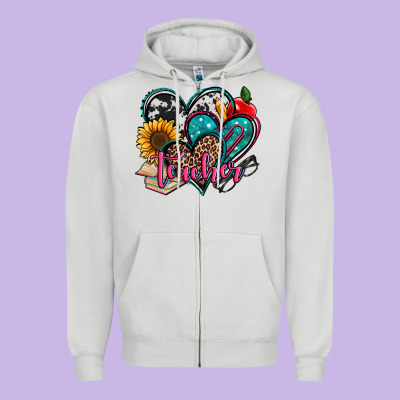 Teacher Hearts Zipper Hoodie Designed By Jasminsmagicworld