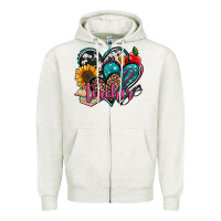 Oatmeal Heather teacher hearts Zipper Hoodie - Jasminsmagicworld