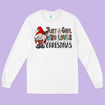 Just A Girk Who Loves Christmas Long Sleeve Tee Designed By Cowhidedigitalart