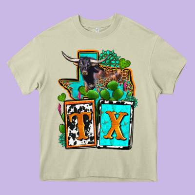 Tx Texas Heavy Core Tee Designed By Oliviacreatesart