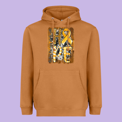 Finding The Cure Starts With Hope Childhood Cancer Awareness  With Bac Heavyweight Hoodie Designed By Jasminsmagicworld