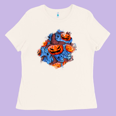 Halloween Pumpkin Patch  5 Ladies Tee Designed By Bundleandbundleshop