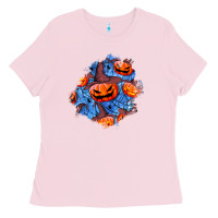 Bubblegum Pink halloween pumpkin patch  5 Ladies Tee - BundleAndBundleShop