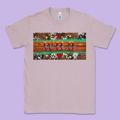 Western Wild And Floral Leopard  Cowhide Licanse Plate Classic Tee Designed By Artiststas