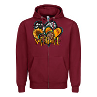 Burgundy softball hearts Zipper Hoodie - Jasminsmagicworld