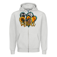 Dove Grey softball hearts Zipper Hoodie - Jasminsmagicworld
