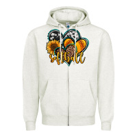 Oatmeal Heather softball hearts Zipper Hoodie - Jasminsmagicworld