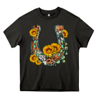 Asphalt western leopard cowhide sunflowers horseshoe Heavy Core Tee - OliviaCreatesArt