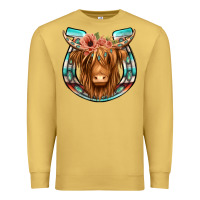 Antique Gold highland cow serape floral headband horseshoe Premium Sweatshirt - Jasminsmagicworld