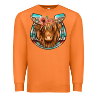 Carrot highland cow serape floral headband horseshoe Premium Sweatshirt - Jasminsmagicworld