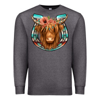 Charcoal Heather highland cow serape floral headband horseshoe Premium Sweatshirt - Jasminsmagicworld