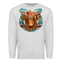 Dove Grey highland cow serape floral headband horseshoe Premium Sweatshirt - Jasminsmagicworld