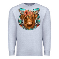 Heather Grey highland cow serape floral headband horseshoe Premium Sweatshirt - Jasminsmagicworld
