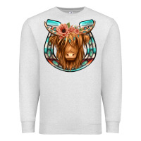 Oatmeal Heather highland cow serape floral headband horseshoe Premium Sweatshirt - Jasminsmagicworld