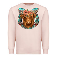 Pale Pink highland cow serape floral headband horseshoe Premium Sweatshirt - Jasminsmagicworld