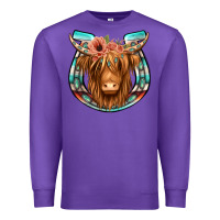 Purple highland cow serape floral headband horseshoe Premium Sweatshirt - Jasminsmagicworld