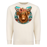 Sandshell highland cow serape floral headband horseshoe Premium Sweatshirt - Jasminsmagicworld